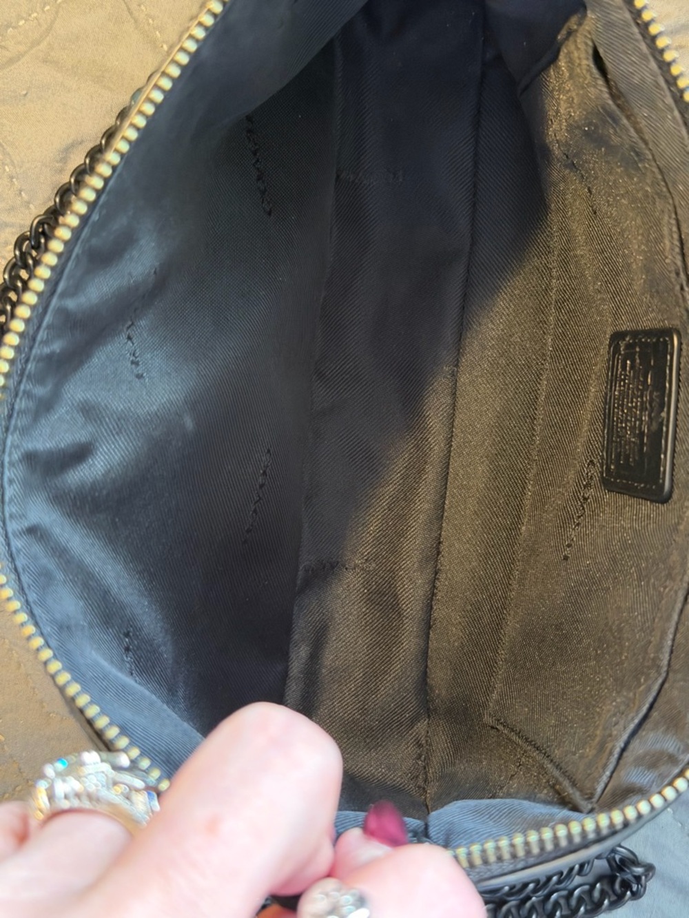 Coach Nolita 22 Floral Calf Hair Shoulder Bag Black Leather Chain Handle NWOT - Picture 10 of 12